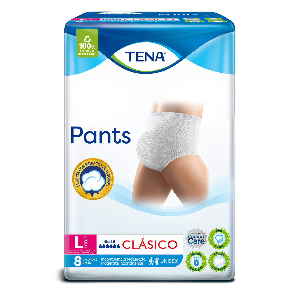 130018-7702026174156-17702026174153-1 (1) (1) Pañal Tena Pants Clásico Large 8 Unidades - Imagen 1