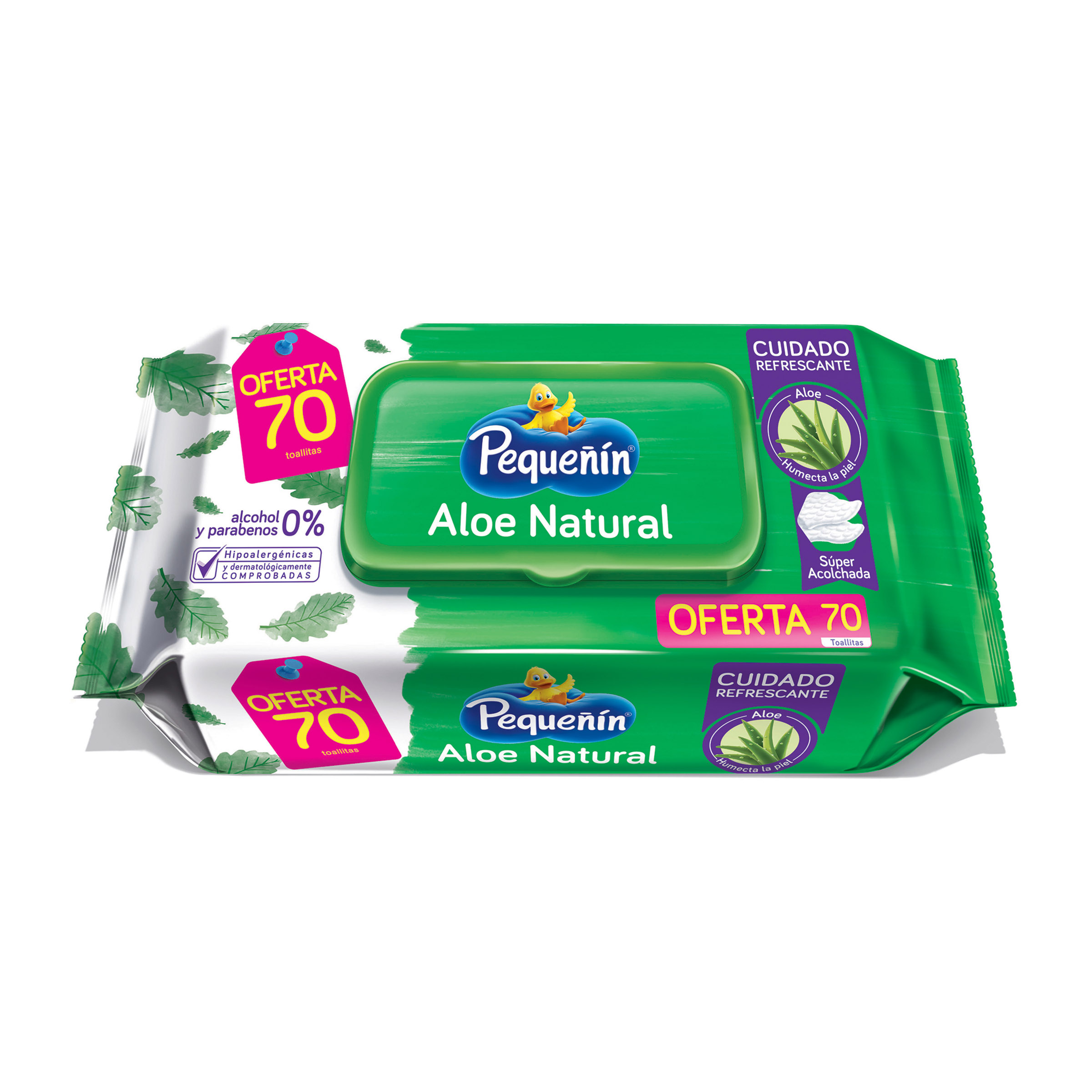 7702026314415-1 (1) Toallitas Húmedas Pequeñin Flat Pack Aloe Natural 70 Unidades - Imagen 1