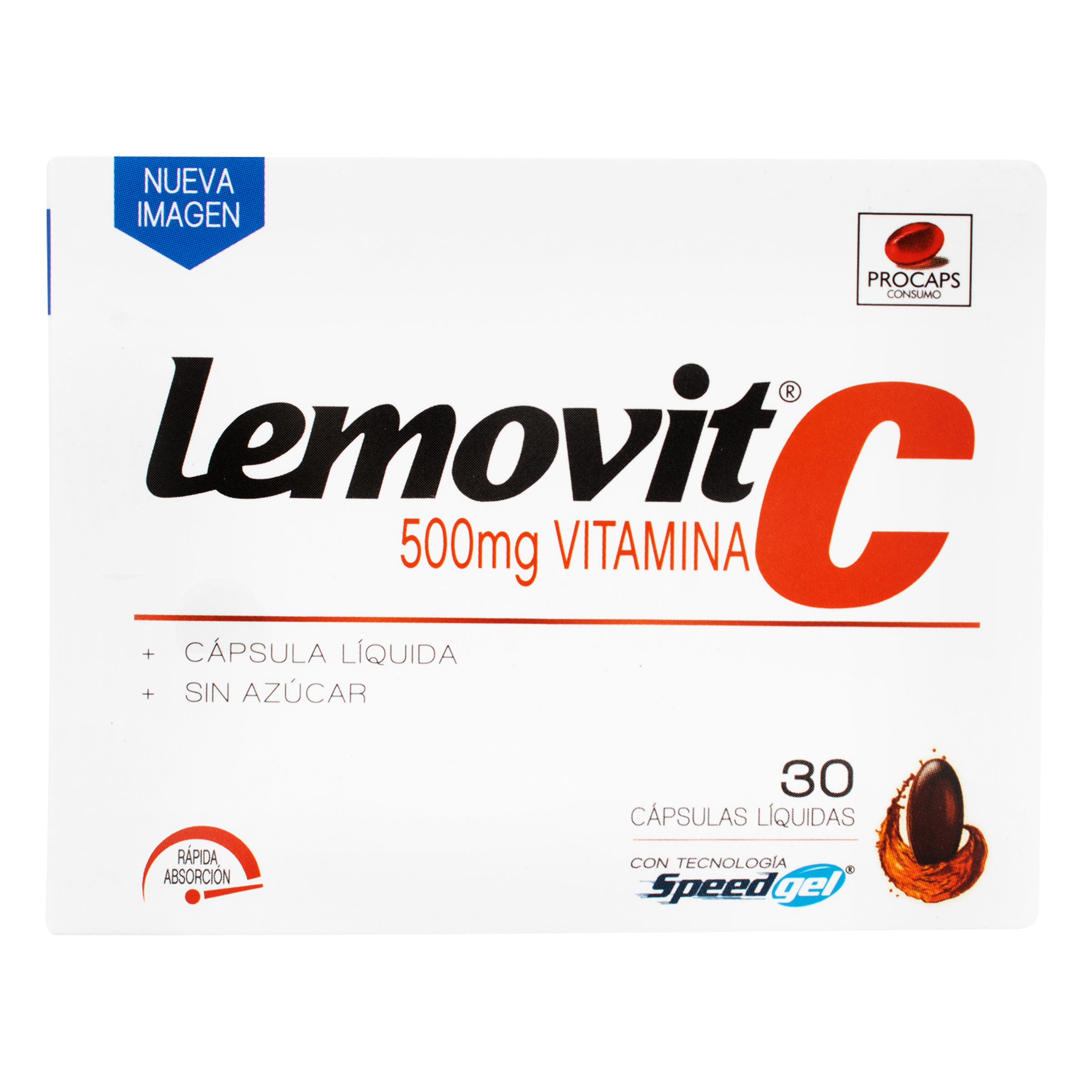 7703153015626-1 Lemovit Vitamina C 500 Mg 30 Cápsulas Liquidas - Imagen 1