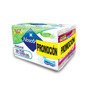 Toalla Nosotras Plus Canalgel 10 Unidades + 5 Protectores Multiestilo