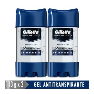 2 Desodorantes Gillette Clear Gel Proteccion Antibacterial 113 g