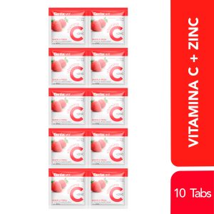 Vitamina C 500 Mg + Zinc 10 Tabletas Sabor a Fresa Genfar