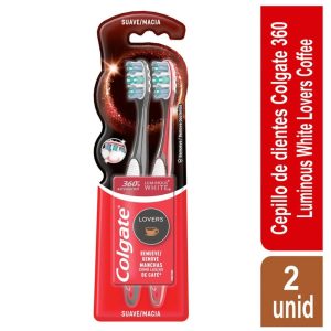 Cepillo Colgate Luminous White Lovers Cafe X 2 Unidades
