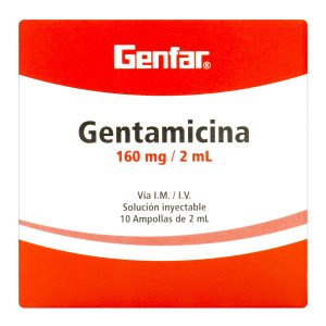 Gentamicina 160 Mg/2 mL 10 Ampollas Genfar