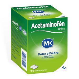 Acetaminofen 500 mg 100 Tabletas MK