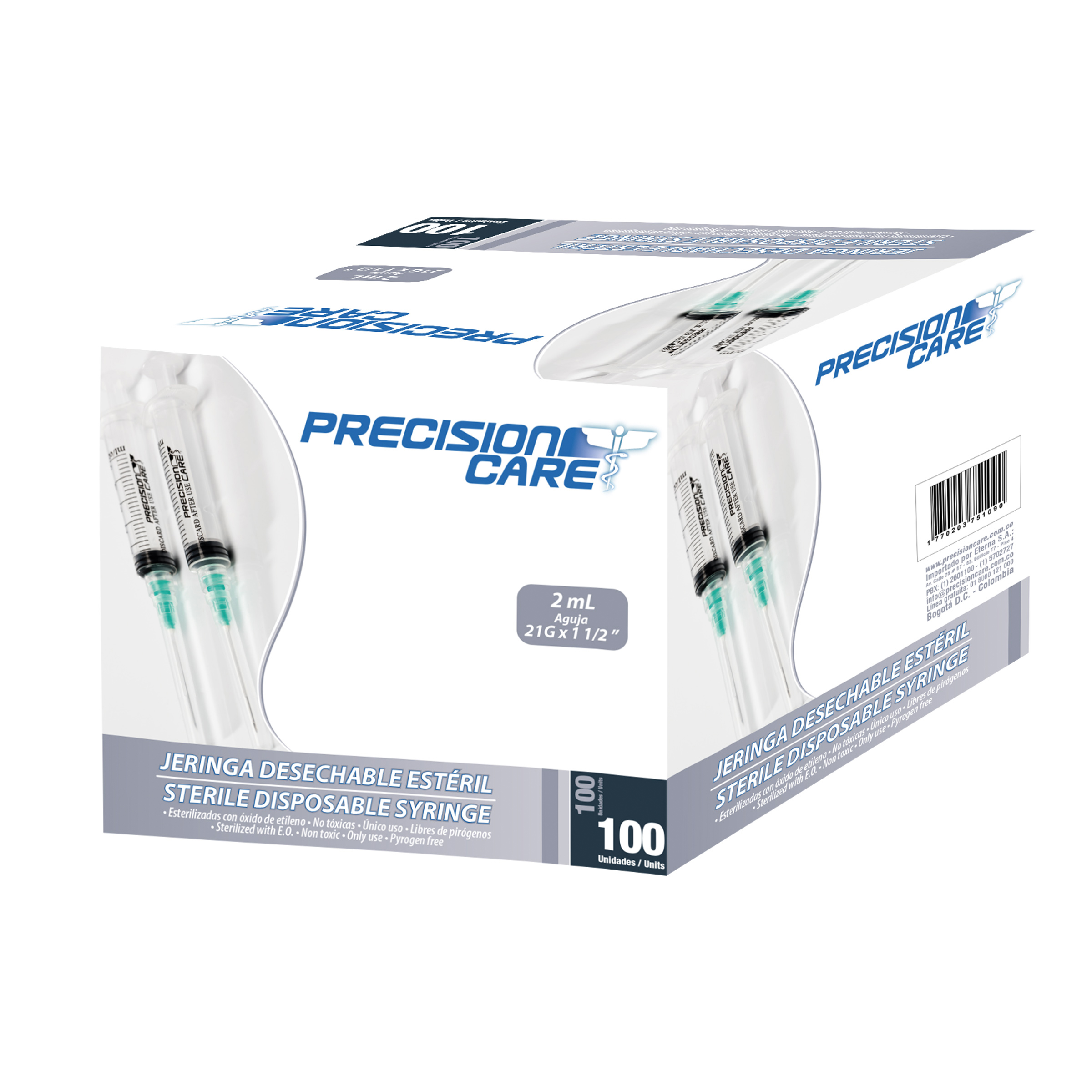 17702037510964-7.jpg Jeringa Des Precision 2 mL Adulto 100 Unidades - Imagen 1