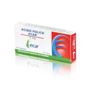 Ácido Fólico 5 mg 20 Tabletas Ecar