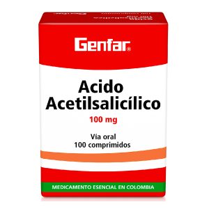 Ácido Acetilsalicilico 100 mg 100 Tabletas Genfar