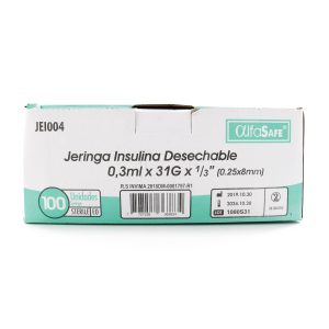 Jeringa Des Alfa para Insulina 0.3 mL 31gx 1/3 100 Unidades