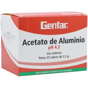 Acetato de Aluminio Polvo 25 Sobres