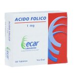 Ácido Folico 1 Mg 60 Tabletas Ecar