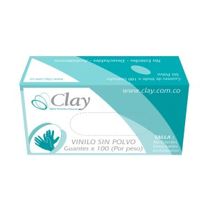 Guante de Vinilo Talla M 100 Unidades Sin Polvo Clay