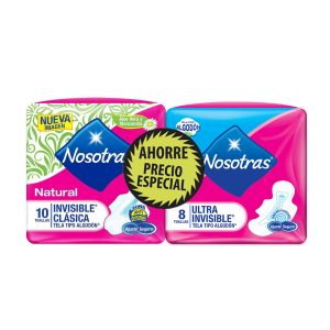 Toalla Nosotras Natural Invisible Clásica 10 Unidades