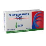 Clorfeniramina 4 mg 20 Tabletas Ecar
