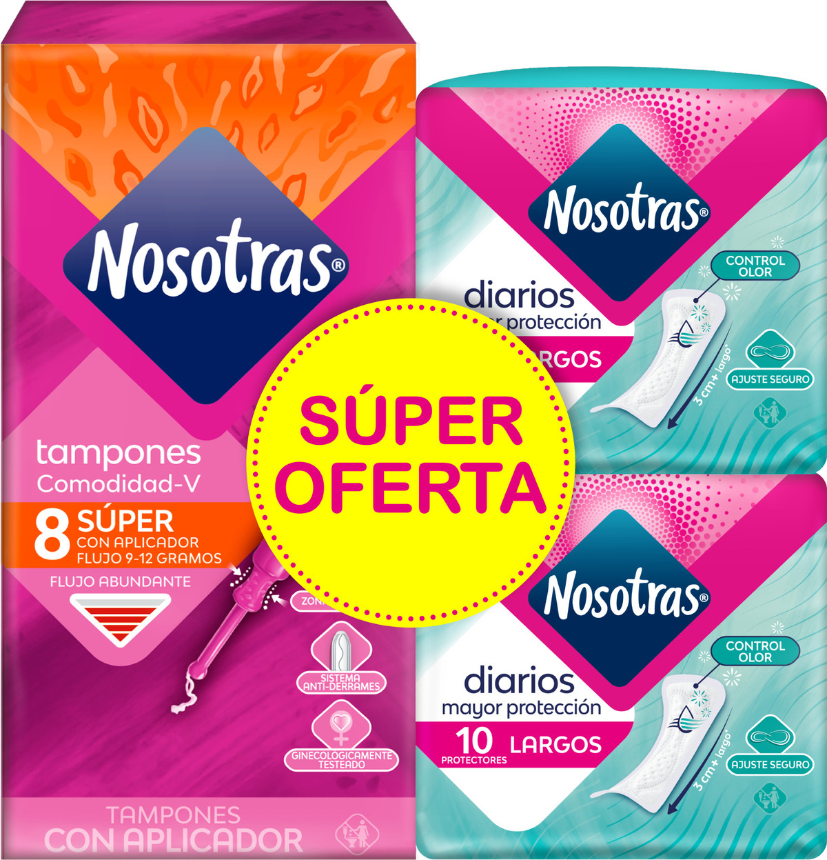 40970-7702026179366-17702026179363-1 (1) Tampones Nosotras Super con Aplicador 8 Unidades - Imagen 1