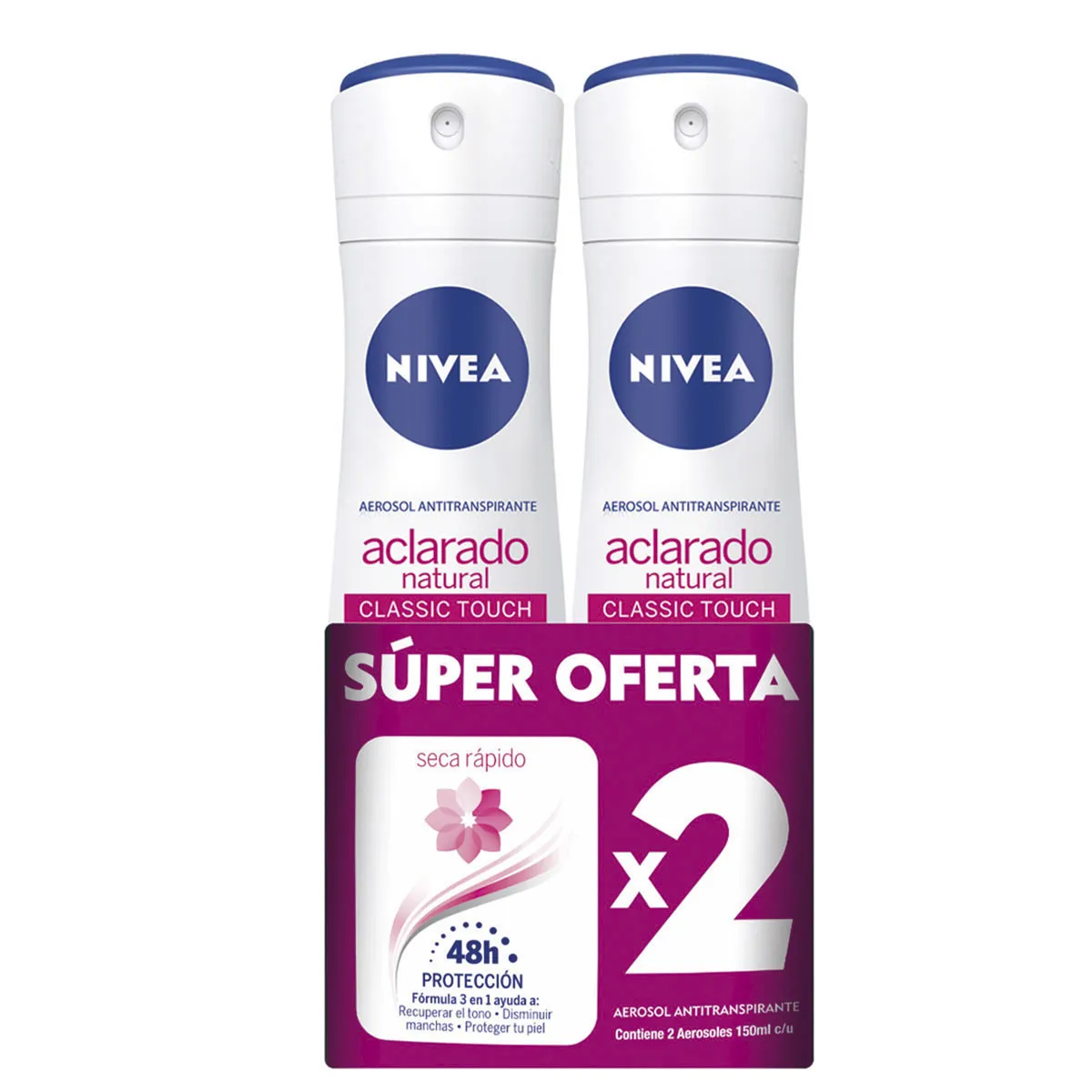 877013-1200-auto Desodorante Nivea Spray Aclarado Natural 150 mL Oferta X2 - Imagen 1